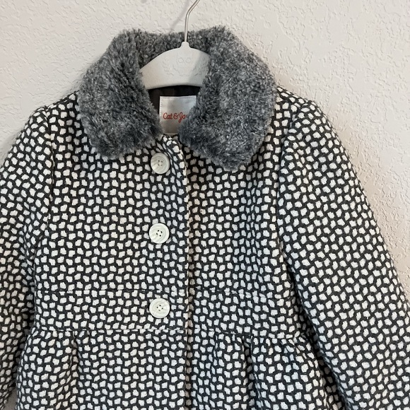 Cat and Jack Girls Fur Gray Coat - Picture 3 of 5
